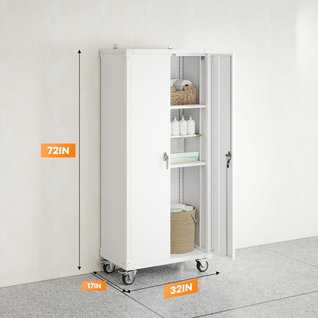 72 Inch Metal Garage Storage Cabinet, Rolling Tool Cabinet
