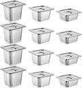 12 Pack 1/6 Size Stainless Hotel Pans with Lids