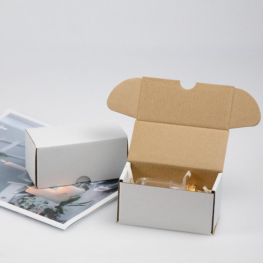 4.6x2.2x2.2 Inches Shipping Boxes Set of 50, White Corrugated Cardboard Box Literature Mailer for Packing Small