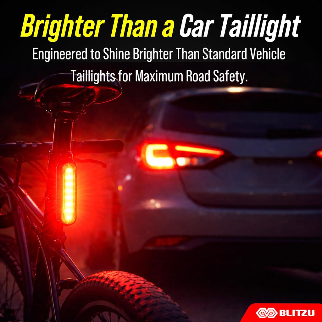 Bike Tail Light, 2 Pack USB-C Rechargeable LED Bicycle Rear Lights | 120T, Bright LED, High Visibility Beam, 4 Modes