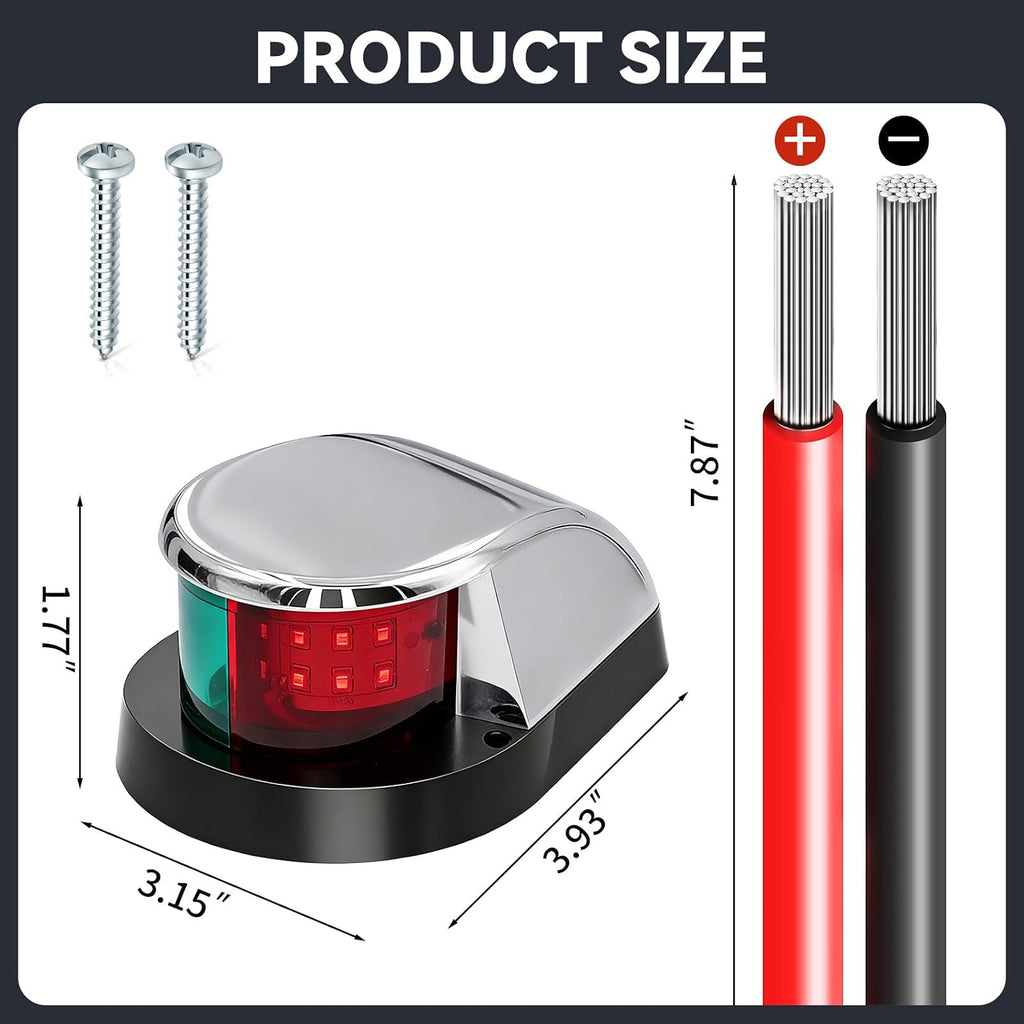 Boat Light, Lights for Boat,Navigation Light with Red Green LED 12V 1 Pack