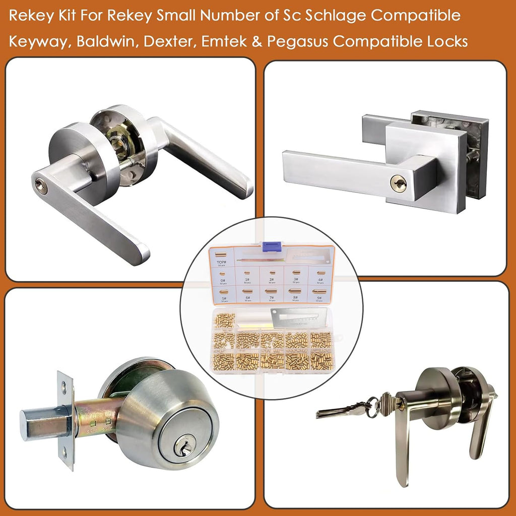 SC1 SC4 Keyway Rekey Kit Compatible with Schlage Rekey Kit | DIY Lock Rekeying Set for Home Security and Door Locks