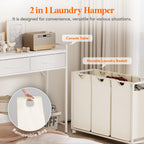 Laundry Hamper 3 Section, Large Rolling Laundry Sorter with Shelf & 2 Drawers, Pull-Out Laundry Basket Organizer with