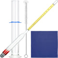 Hydrometer Alcohol Meter Test Kit 0-200 Proof with Glass Cylinder, Brush and Dust Cloth, Distilling Moonshine