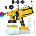Cordless Paint Sprayer with LED Light, HVLP Spray Compatible with DEWALT 20V Battery, 1400ml Container, 4 Brass