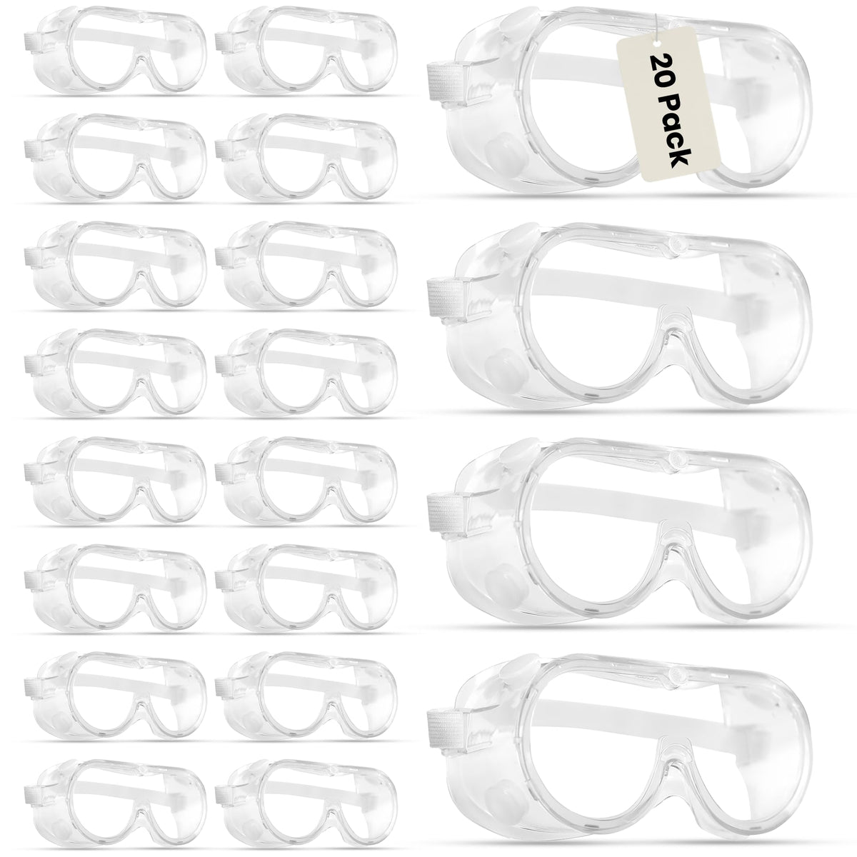 Safety Goggles Vent Anti-Fog Scratch Resist 20-Pack