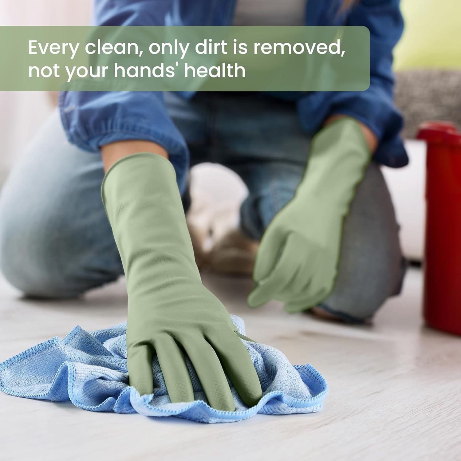 Rubber Cleaning Gloves for Dishwashing, 4 Pairs Reusable Kitchen Gloves for Washing Dishes and Household Cleaning
