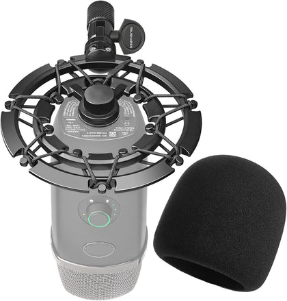 Blue Yeti X Shock Mount with Pop Filter, Alloy Shockmount with Foam Windscreen Reduces Vibration and Shock Noise