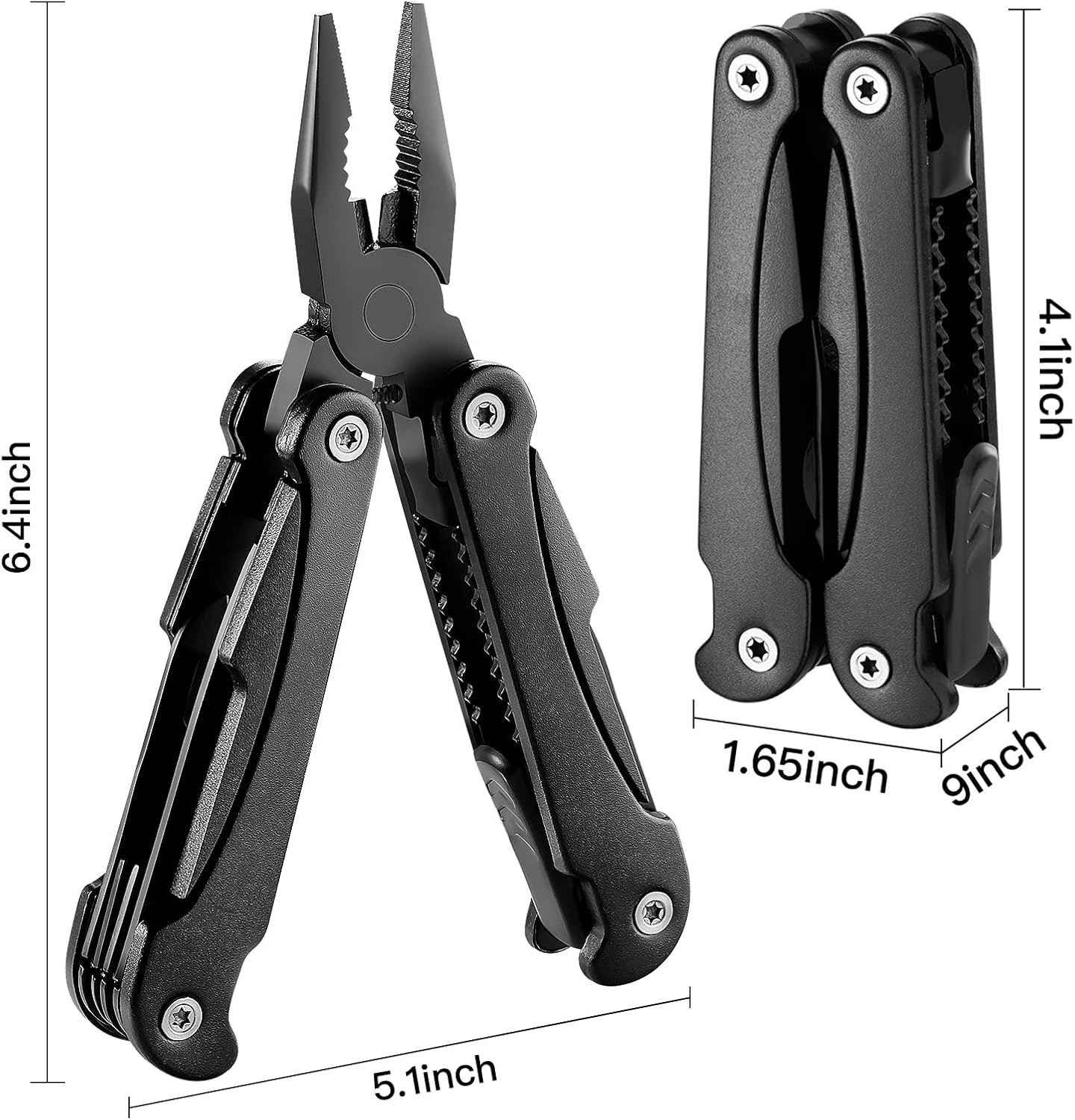14 IN 1 Multitool Pliers with Pocket Clip, Portable Pocket Knife Camping Tool - Needle Nose Pliers, Replaceable Wire