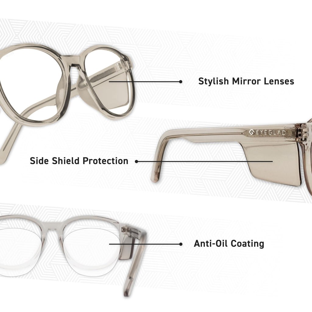 VETRA Omega Z87+ Safety Glasses Side Shield CP Frame (Cold Brew)