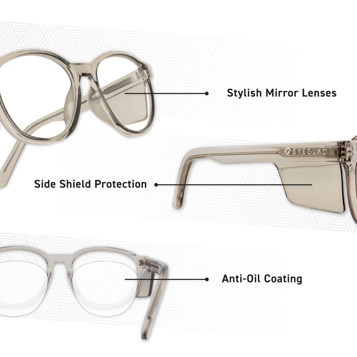VETRA Omega Z87+ Safety Glasses Side Shield CP Frame (Cold Brew)