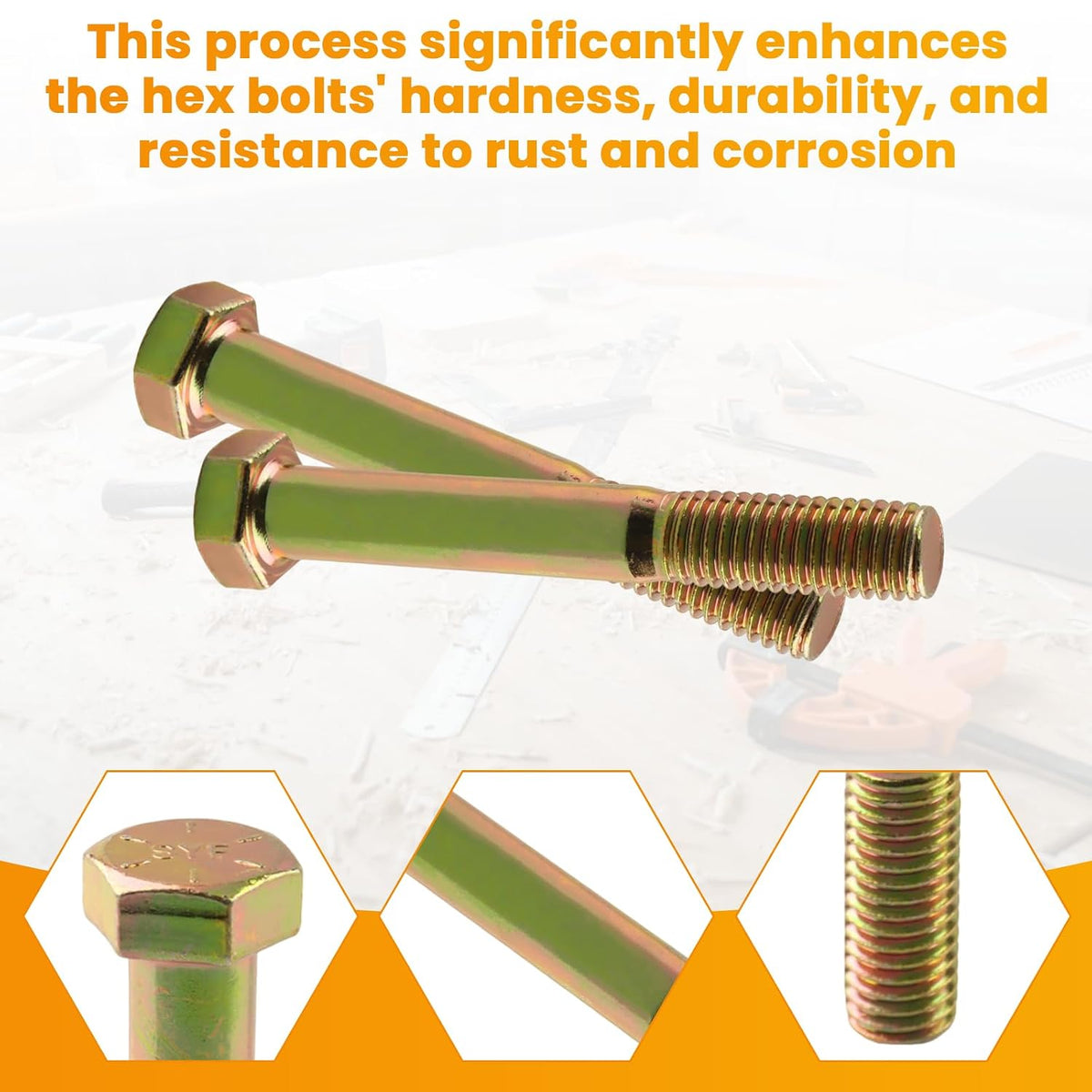 1/2-13 x 3-1/2" Grade 8 Hex Cap Coarse Large Bolts- 10 Pcs