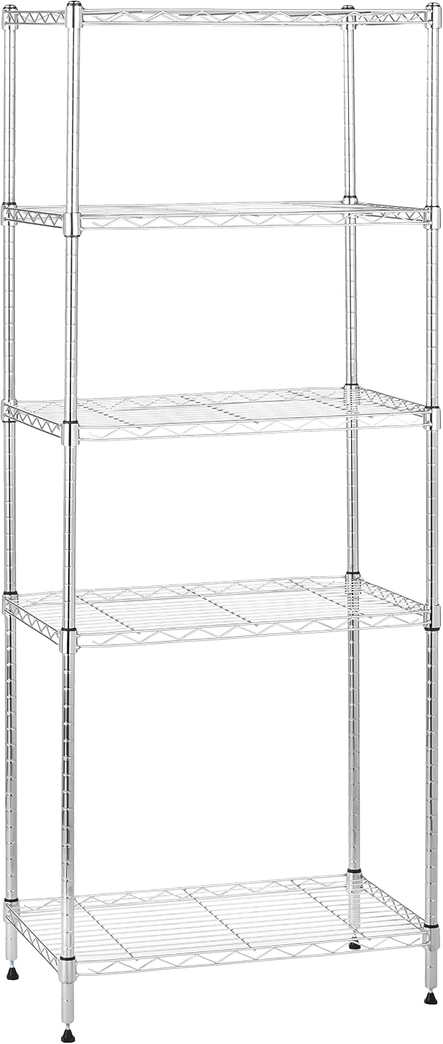 5-Shelf Adjustable Storage Shelving Unit for Garage, Steel Wire Rack, 200 Pound Loading Capacity per Shelf, 23.2" x