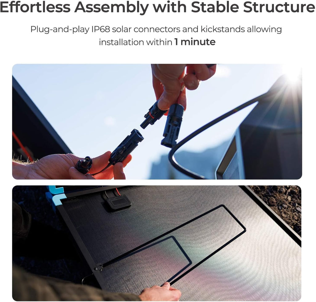400W Portable Solar Panel, Premium Materials for Decades of Use | Foldable Suitcase for Power Stations, Plug and Play