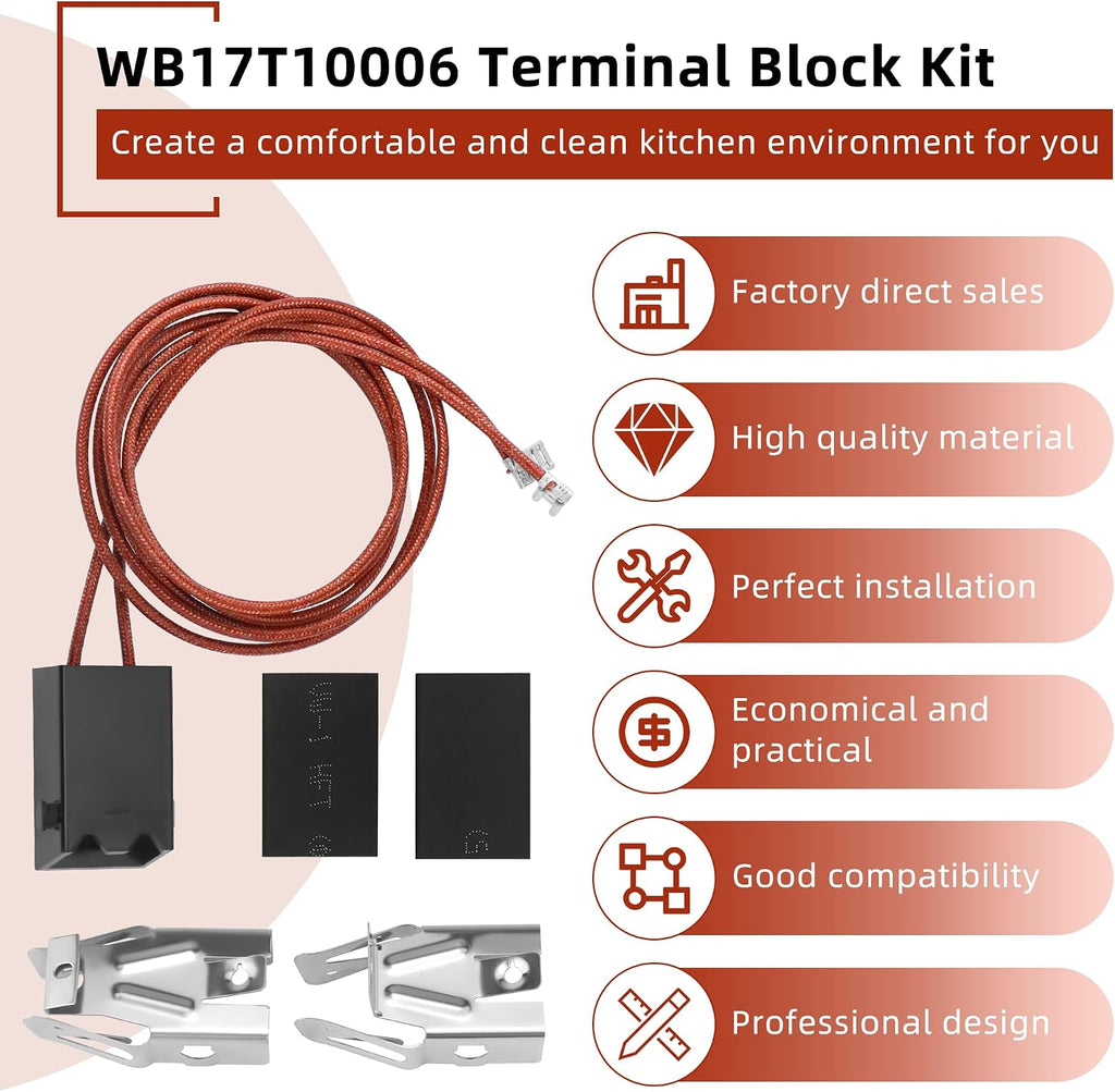 WB17T10006 Terminal Block Kit/Range Surface Burner Plug Connector Element Kit Compatible for G-E Hot-Point Ken-More by MIFLUS,Pack of 4