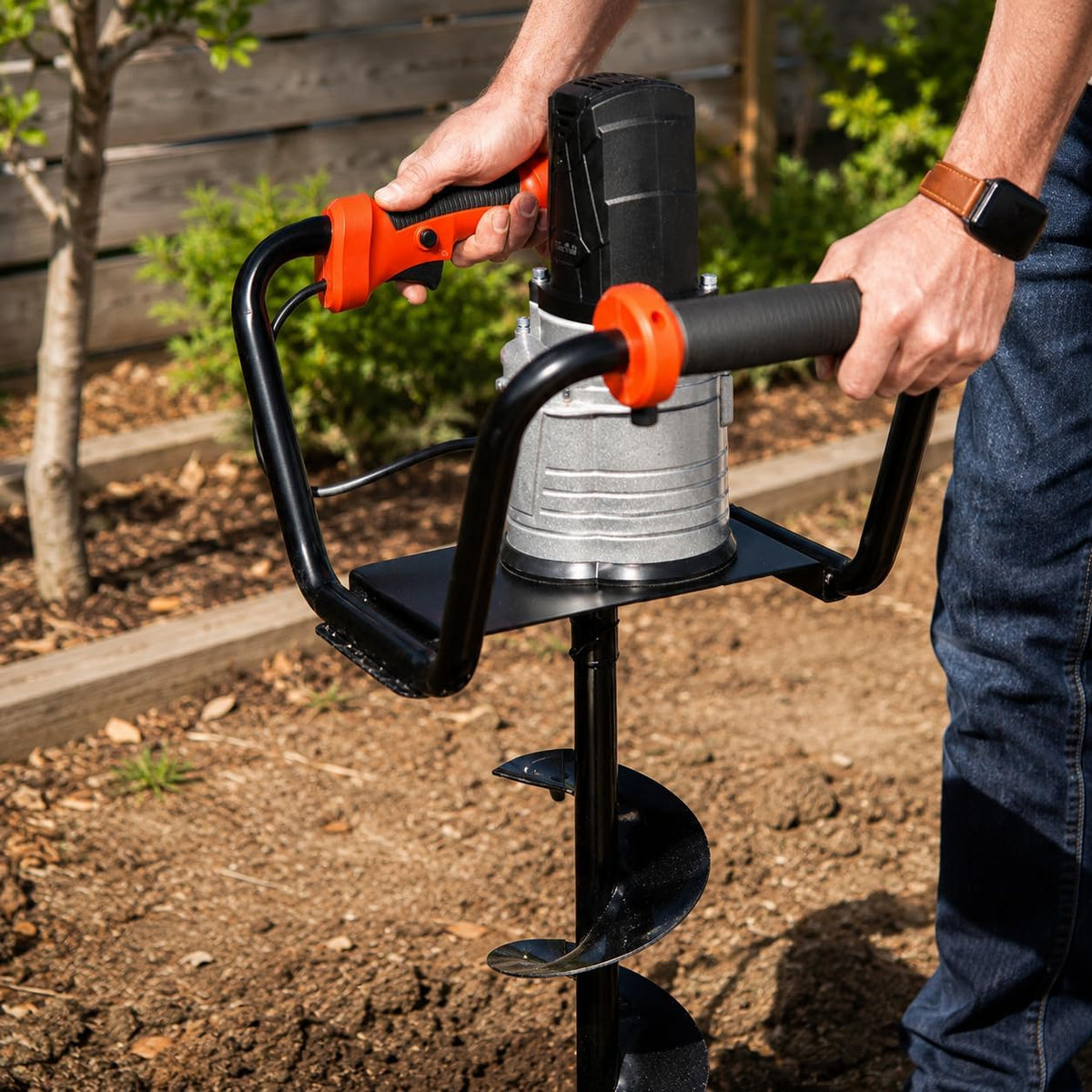 1500W Electric Post Hole Digger Earth Auger Dig Hole Fence Post Hole Digging, Tree Planting with 6" Digging Auger Bit