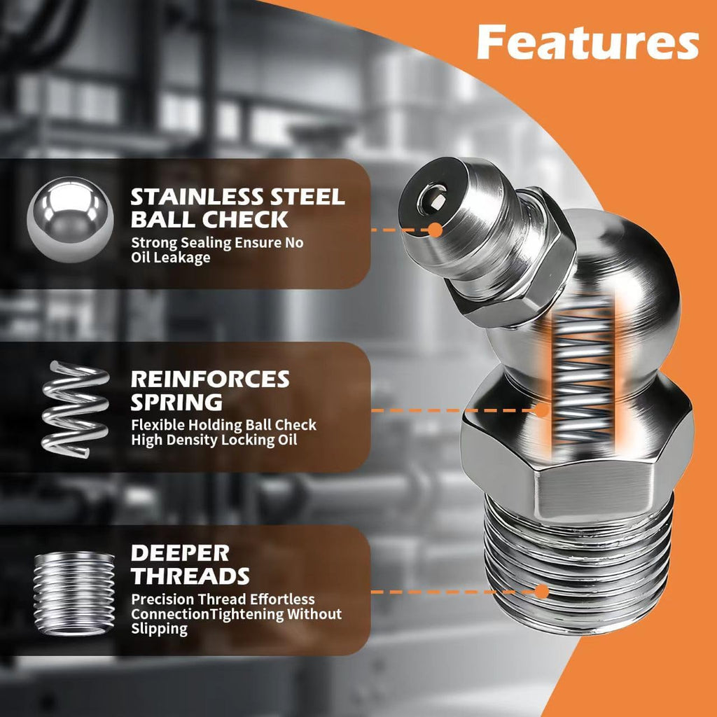 150PCS Grease Fittings Kit, SAE & Metric Grease Zerk Fittings with Caps