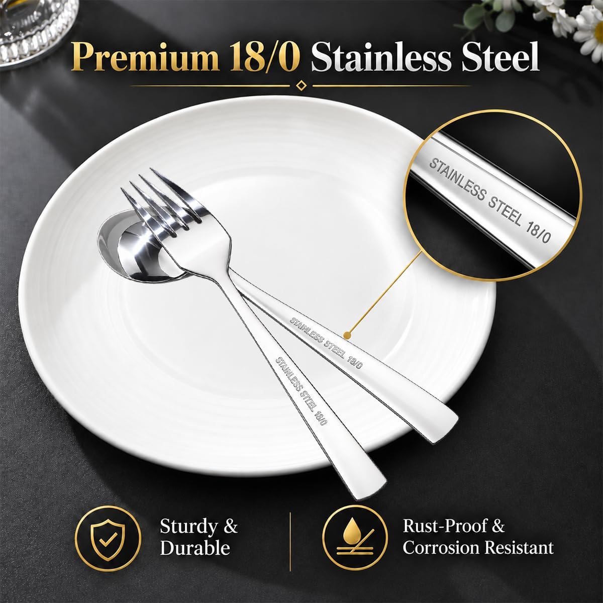 Salad Forks Set of 24, 18/0 Stainless Steel Dessert Forks 6.65 Inch