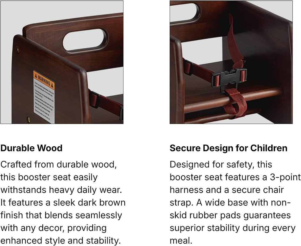 Dark Brown Wooden Raised Restaurant Chair for Smaller Guests