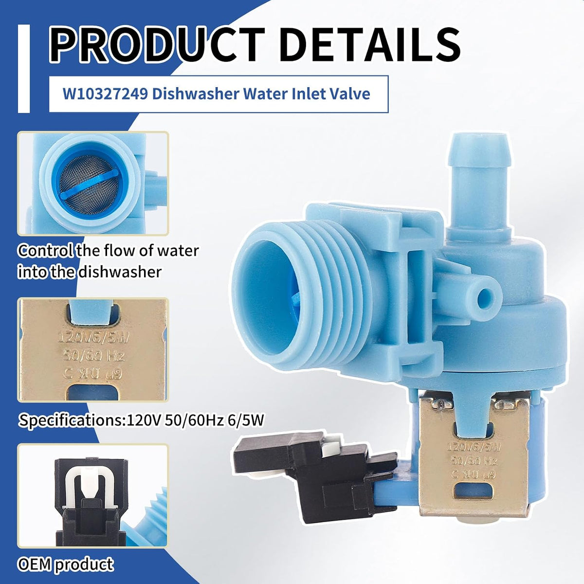 (2026 Upgraded) W10327250 W11175771 W10327249 Dishwasher Water Inlet Valve