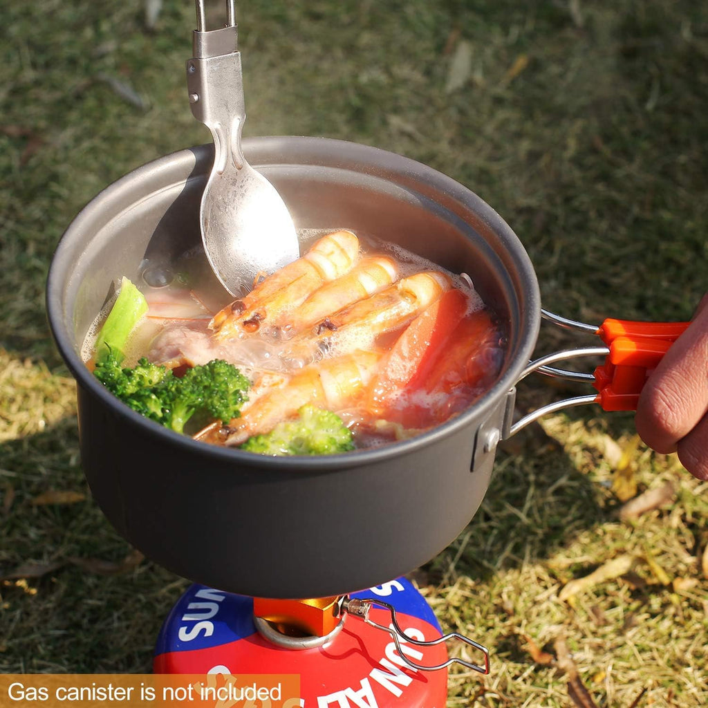6/10/11/12/14/15/19 PCS Camping Cookware Mess Kit Camping Gear Campfire Utensils Lightweight Stackable Pot Pan Bowls