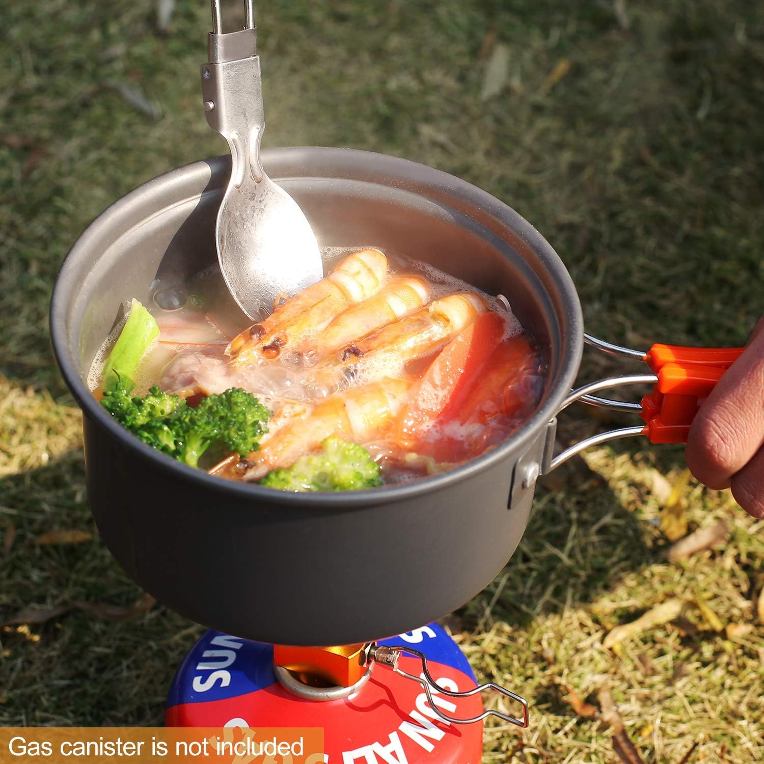 6/10/11/12/14/15/19 PCS Camping Cookware Mess Kit Camping Gear Campfire Utensils Lightweight Stackable Pot Pan Bowls