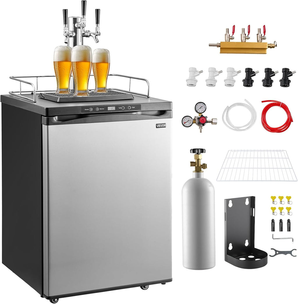 Beer Kegerator, Triple Tap Home Draft Beer Dispenser for Ball Lock