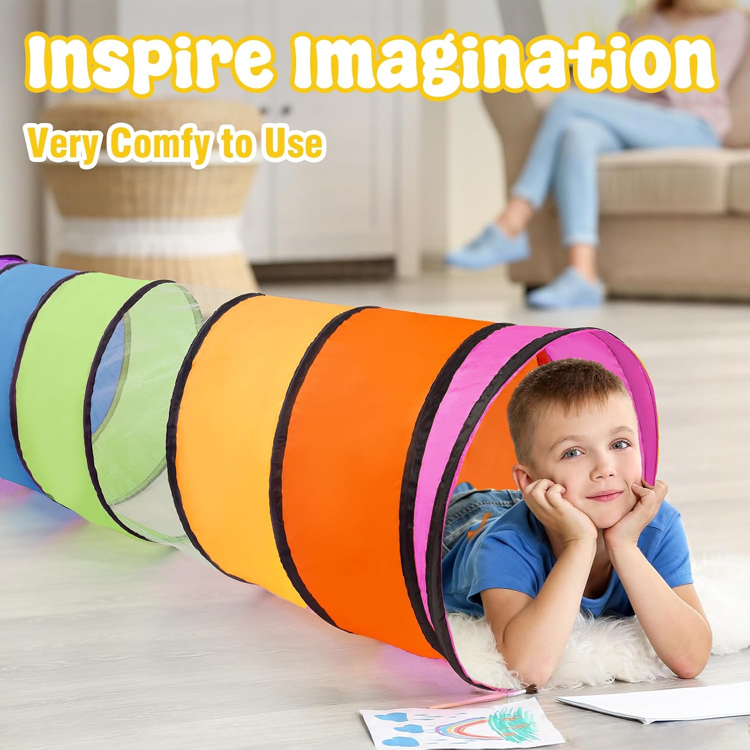 Kids Play Tunnel for Toddlers,Pop Up Crawl Through Tunnel Play Tent for Baby Infant Children or Pet,Indoor & Outdoor