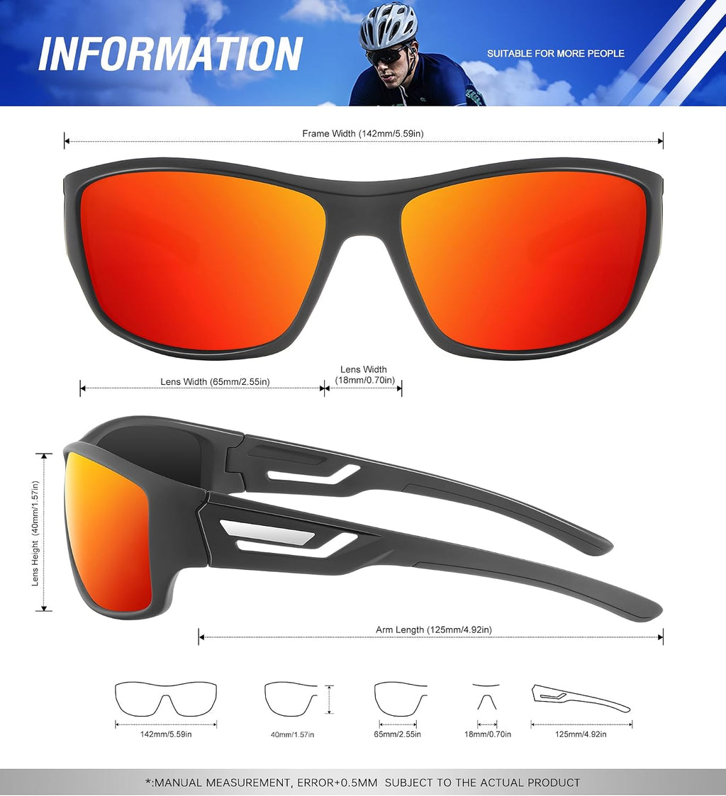 Sunglasses-Men Polarized Sports Sun-glasses: Mens Sun glasses Polarized UV400 Protection Running Cycling Outdoor