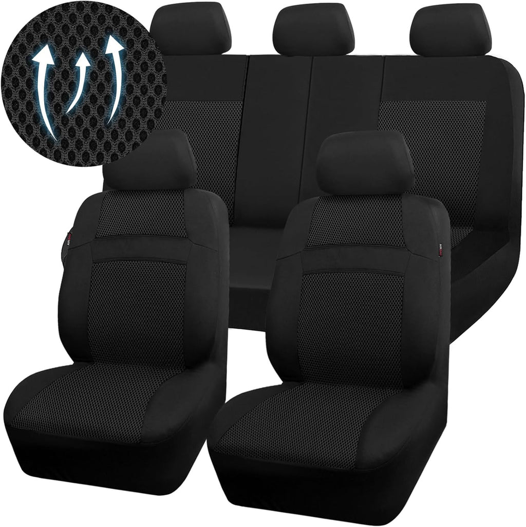 Seat Cover Full Sets, 3D Air Mesh Car Seat Cover with 5mm Composite Sponge Inside,Airbag Compatible Universal Fit for