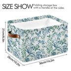 Chinoiserie Flower Bird Canvas Basket Storage Bin with PU Handle