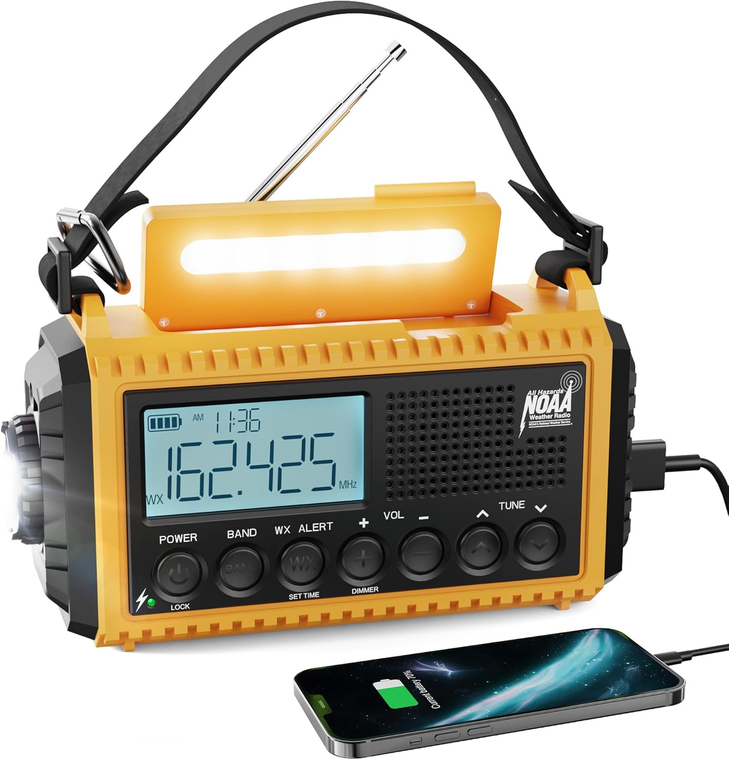 Emergency Radio, 5000mAh/18500mWh Weather Radio, Solar Hand Crank Radio with AM/FM/SW/NOAA Alert, Cell Phone Charger