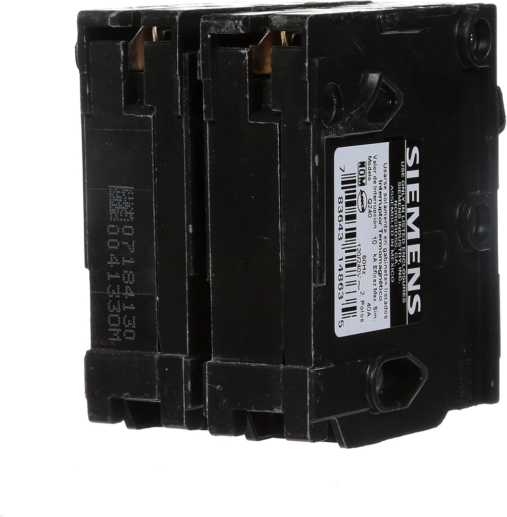 Siemens 40-Amp Double Pole and 15-Amp Single Pole Type QP Circuit Breakers, Black