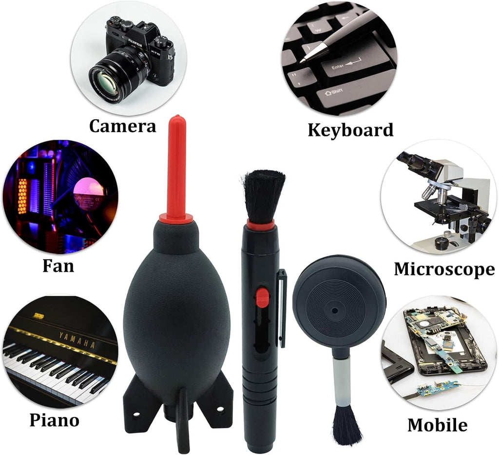 Lens Cleaning Kit Contains Rubber Rocket Air Blower Duster & Cleaning Pen | Equipped with air blowers and