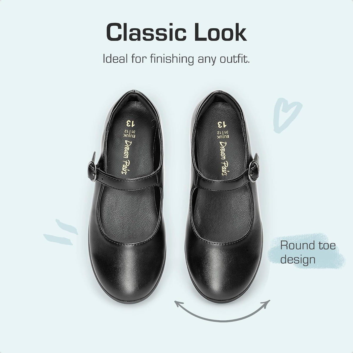 Girls Mary Jane School Uniform Shoes | Girl Buckle Dress Shoes Back-to-school Non-Slip Fatigue-free Flats with Roomy