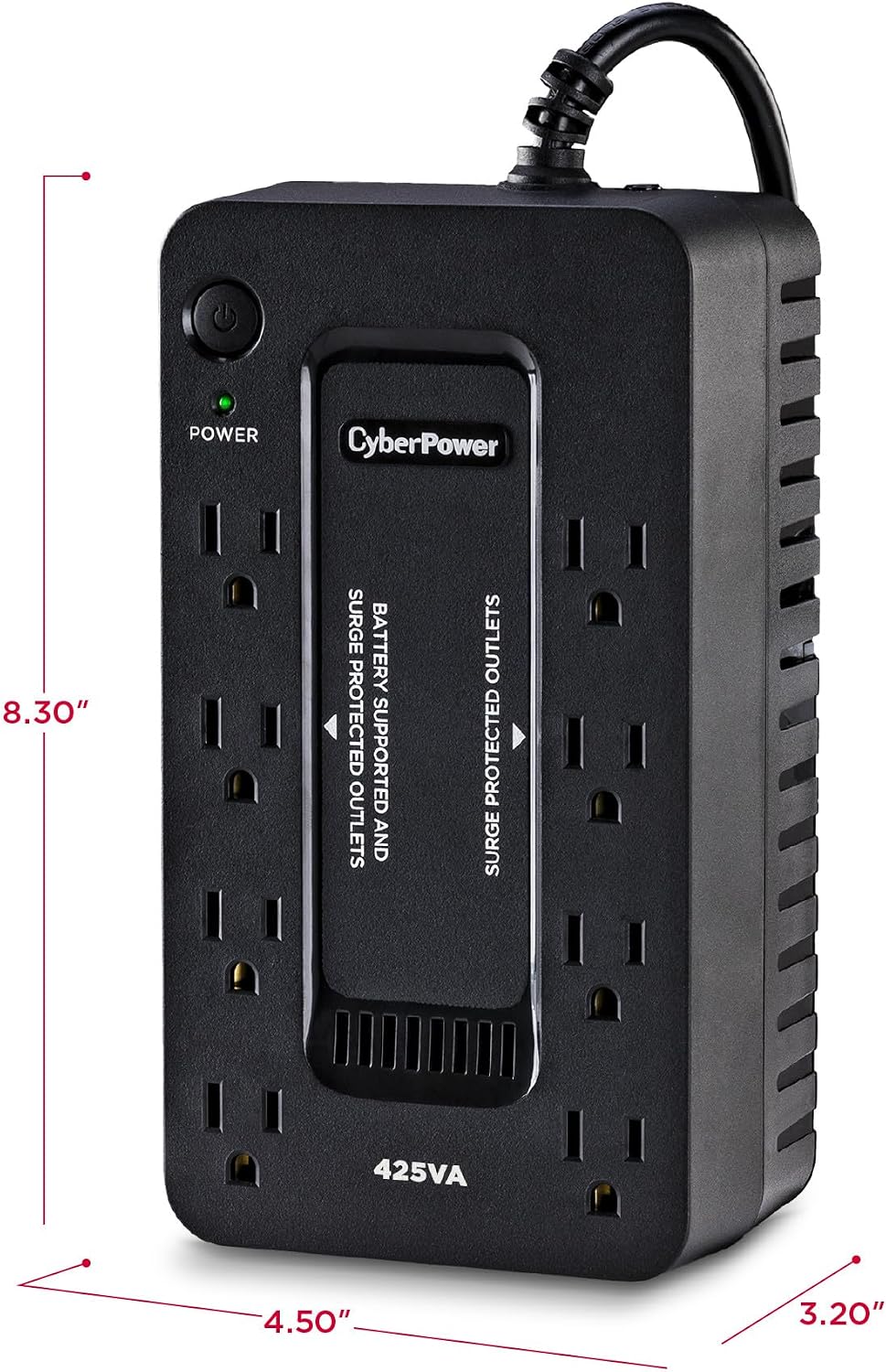 ST425 Standby UPS Battery Backup and Surge Protector | 425VA/260W, 8 Outlets, Compact, UL Certified