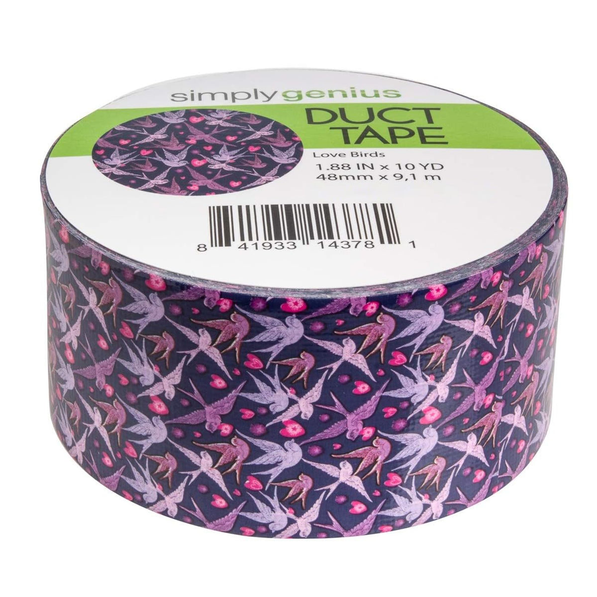 Duct Tape - 1.88 in x 10 Yd, Love Birds Pattern - Colored Tape & Strong Adhesive - Waterproof for Crafts & DIY