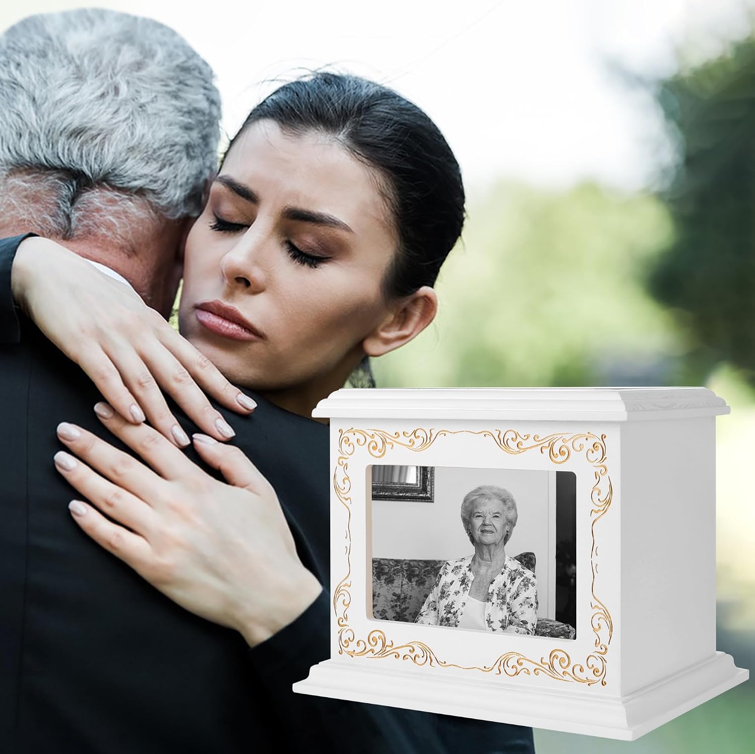 Cremation Urns for Human Ashes Adult Up to 200 IBS with Photo Frame