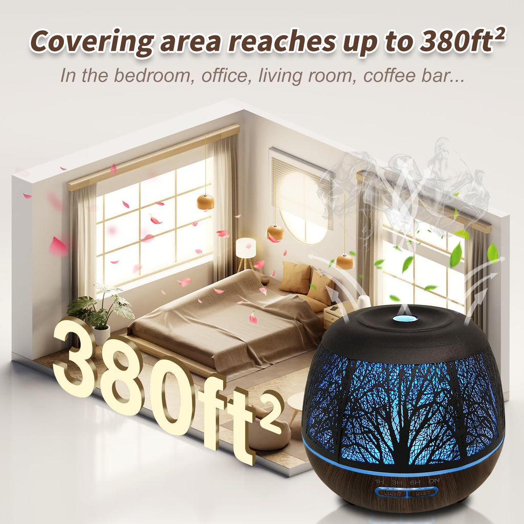 Metal Essential Oil Diffusers for Home, 400ML Quiet Air Diffuser