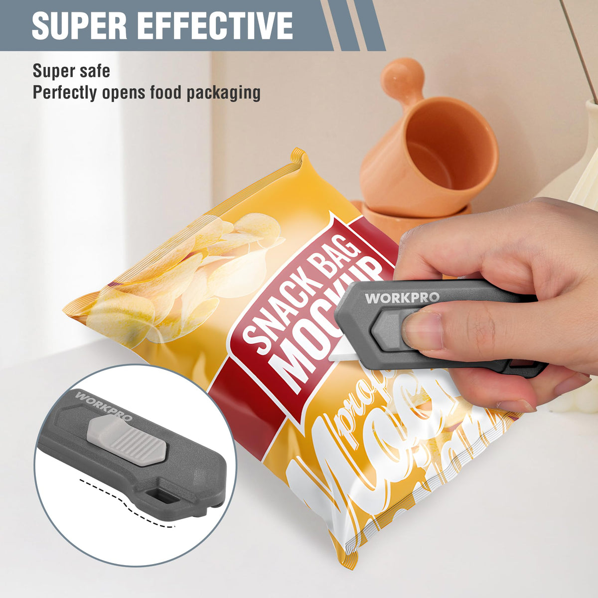 Ceramic Small Safety Box Cutter, Automatic Rebound Mini Letter Opener, Quick Change Retractable Blade Razor Knife