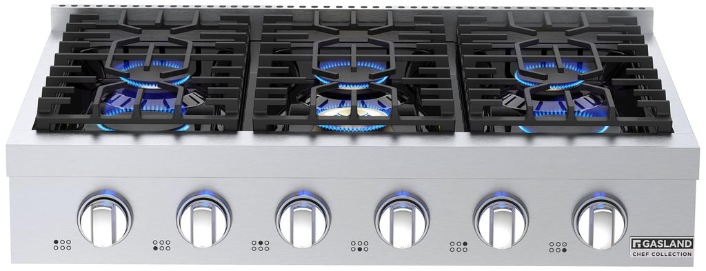 CHEF COLLECTION 36 Inch Gas Rangetop 6 Burners, Re-ignition