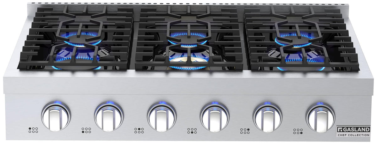 CHEF COLLECTION 36 Inch Gas Rangetop 6 Burners, Re-ignition
