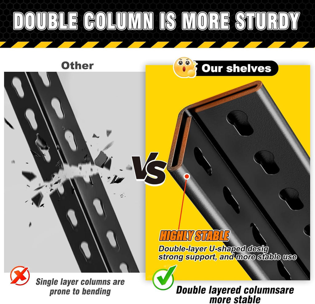 71.2" H Garage Shelving Heavy Duty Storage Shelves, Metal Adjustable Shelving Unit, Utility Garage Organizer Shelf