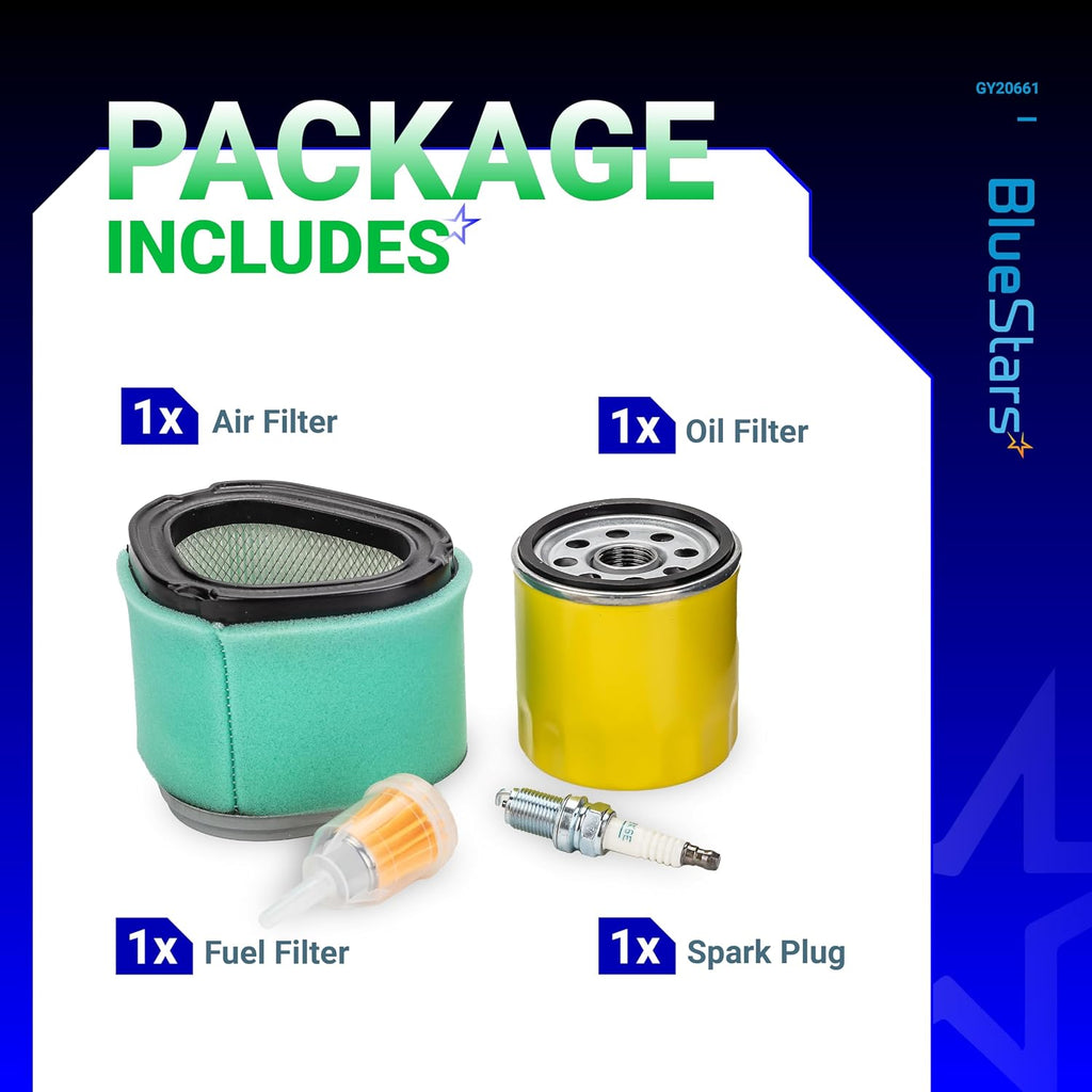 GY20661 Air Filter Oil Filter Tune Up Kit - Compatible with John D L110 LT160 LX266 M145944 Lawn Mower Kohler CV13S