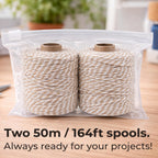 Cotton Twine String,2mm Thick, 164 Feet per Roll, 2 Pack