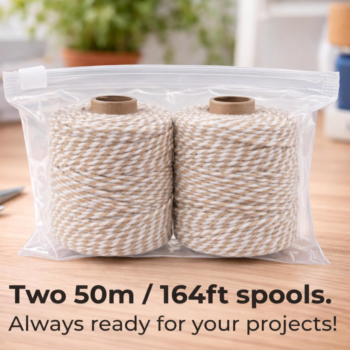 Cotton Twine String,2mm Thick, 164 Feet per Roll, 2 Pack