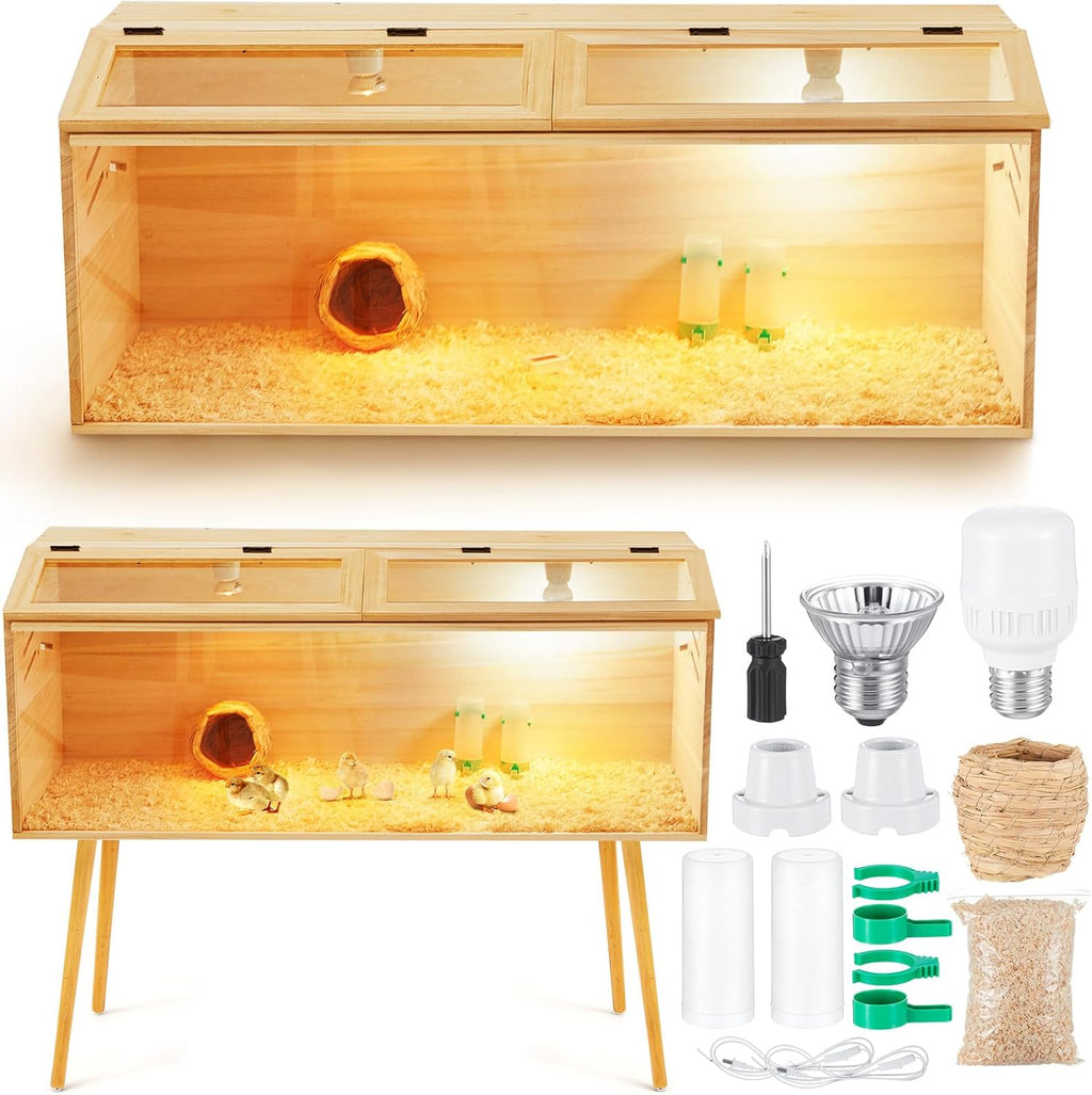 Chicken Brooder Box, Wooden Table Legs, 40 x 16 x 16 in