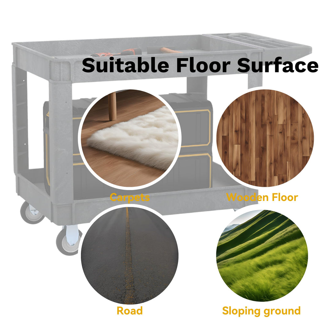 45 x 25 in Heavy Duty Rolling Utility Cart on Wheels, Grey
