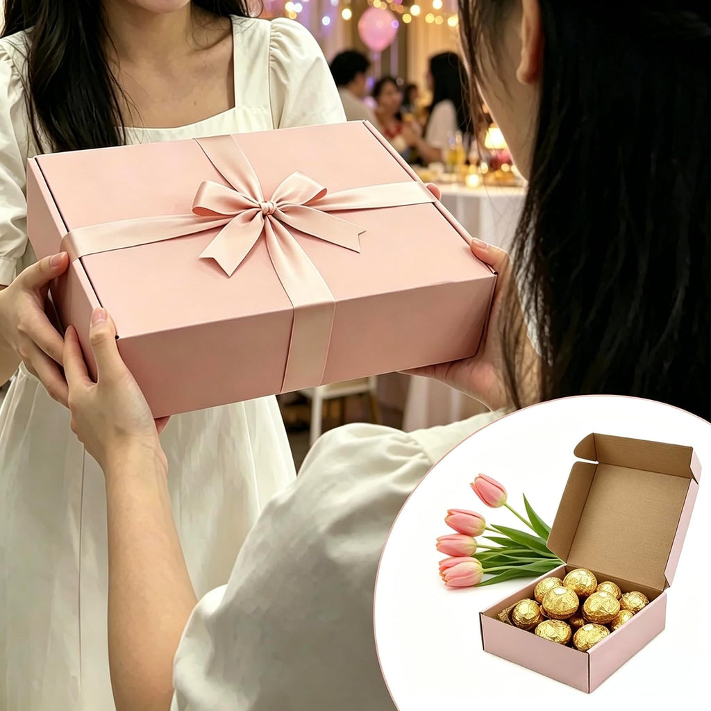 Pink Shipping Boxes 20 Pack 12x10x3 inch, Corrugated Cardboard Gift Box