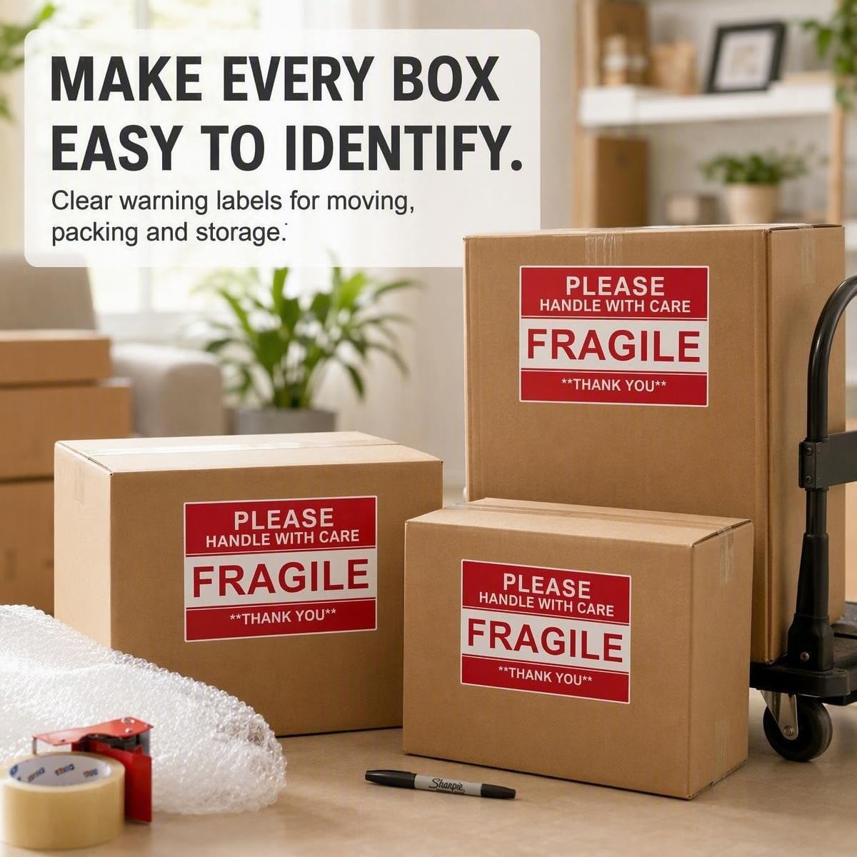 Fragile Stickers 4x6 Inch, Warning Labels for Moving, Packaging, Shipping